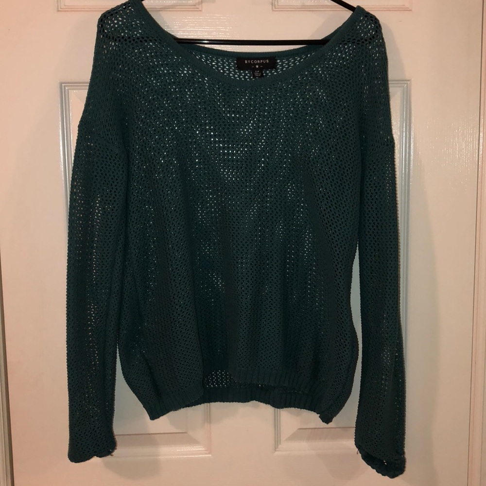 knitted dark green sweater